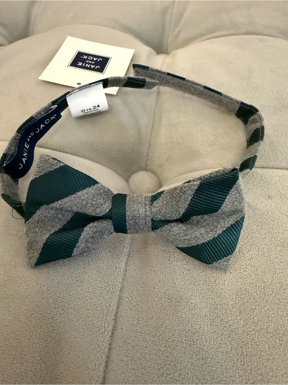 Janie and Jack Boys' Teal and Gray Striped Bow Tie